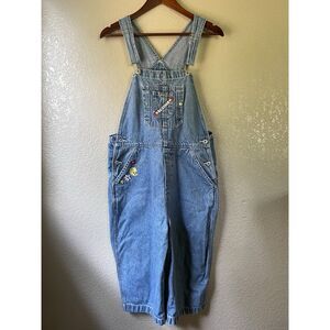 Vintage 90s Y2K Looney Tunes Bib Overalls Shortalls Medium Tweety Bird *FLAW*